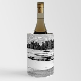 Black and White Landscape Photo of Snowy Scenery Wine Chiller