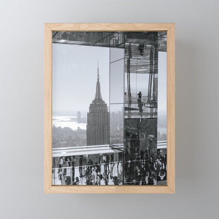 View at the Iconic skyscraper/ reflections mirrors of Summit One Vanderbilt building/ black and white photography/ Fine art print  Framed Mini Art Print