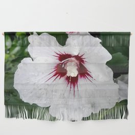 White Hibiscus garden after the rain Wall Hanging