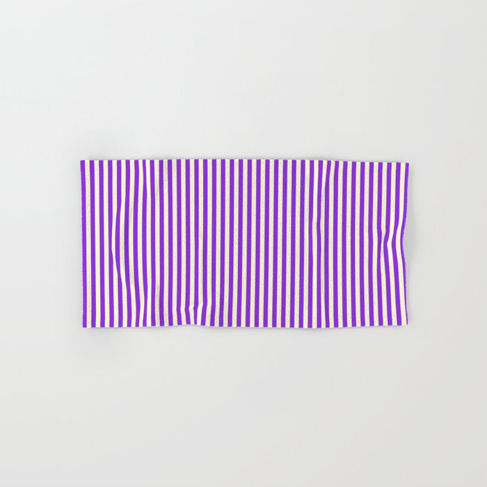 Purple and Light Yellow Colored Striped Pattern Hand & Bath Towel