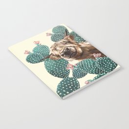 Sneaky Highland Cow and Cactus in yellow Notebook