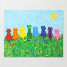 Rainbow Cat Hill  Canvas Print