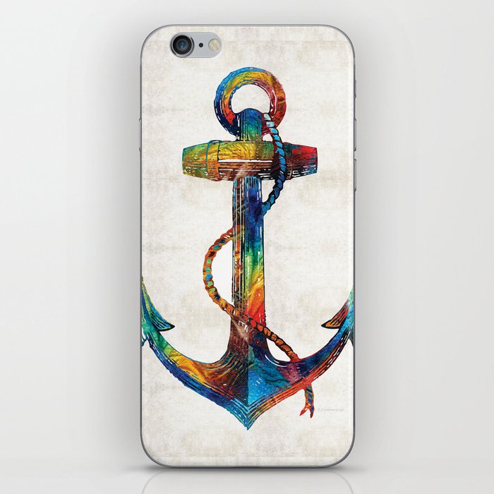 Nautical Anchor Art - Anchors Aweigh - By Sharon Cummings iPhone Skin