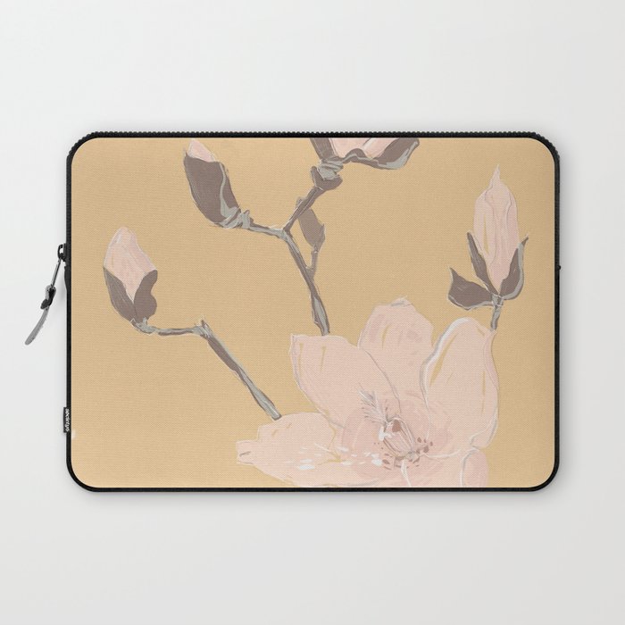 Magnolia flower Japanese minimalism style artwork in retro colors Laptop Sleeve