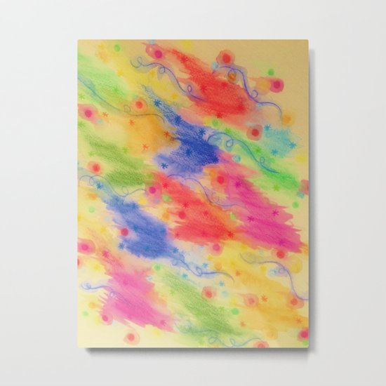 SEEING STARS 2 - Yellow Rainbow Pretty Starry Sky Abstract Watercolor Painting Feminine Pattern Metal Print