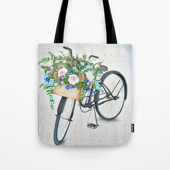 Black bike & roses Tote Bag