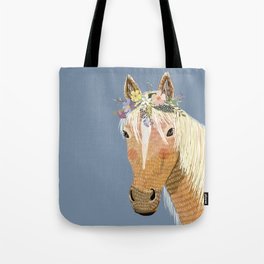 Horse with flower crown Tote Bag