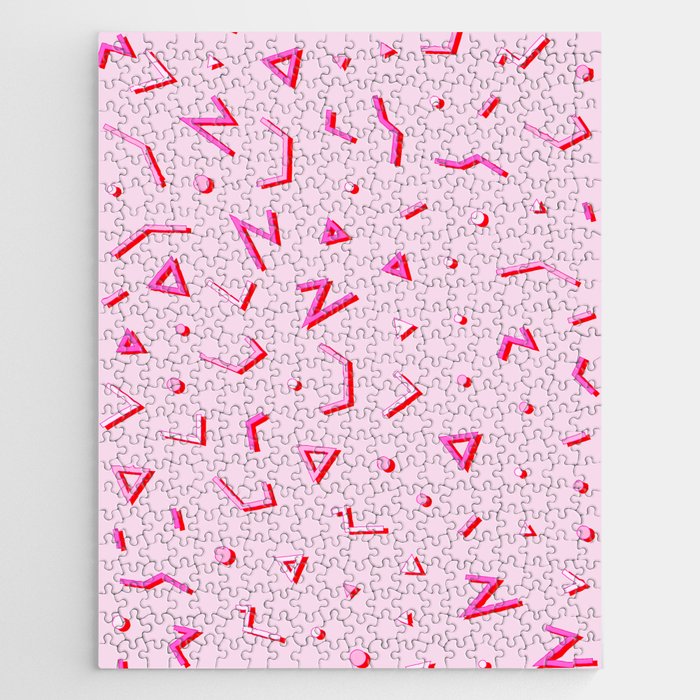 Eighties All Pop Memphis Pattern Monochrome Pink Jigsaw Puzzle