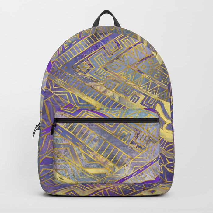 Tribal  Ethnic Boho Pattern gold and gentle purples Backpack