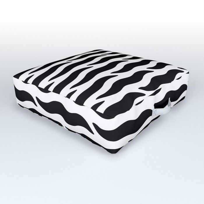 Tiger Wild Animal Print Pattern 321 Black and White Outdoor Floor Cushion