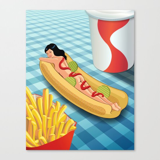 Hot Dog Girl Canvas Print