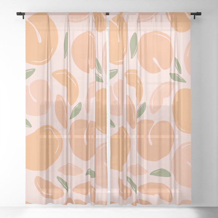 Peach Romantic Pattern Fruits Boho Sheer Curtain