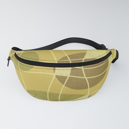 Mid Century Modern Geometric Abstract Composition 122 Brown Green Yellow Gold and Beige Fanny Pack
