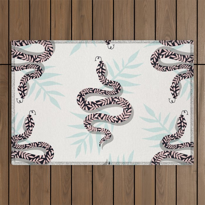 Tropical Serpent – Mint & Blush Outdoor Rug