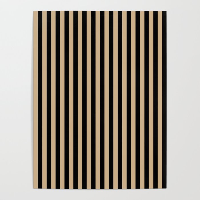 Tan Brown and Black Vertical Stripes Poster