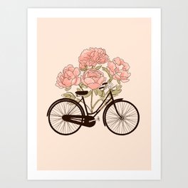 Bicycle and Flowers - Paris Art Print