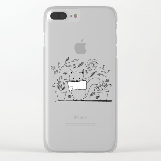 Cat between the flowers Clear iPhone Case