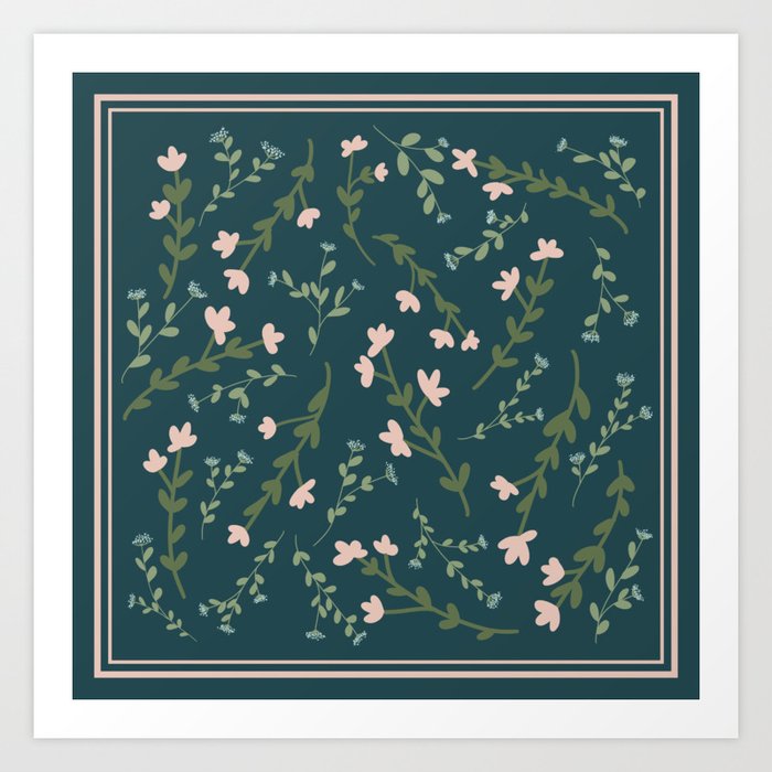 Moody Floral Pattern Art Print