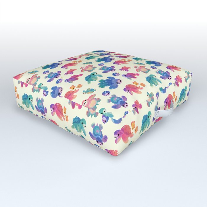 Sea turtle - bright Outdoor Floor Cushion