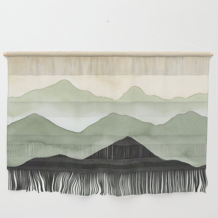 Green Beige Mountains Wall Hanging