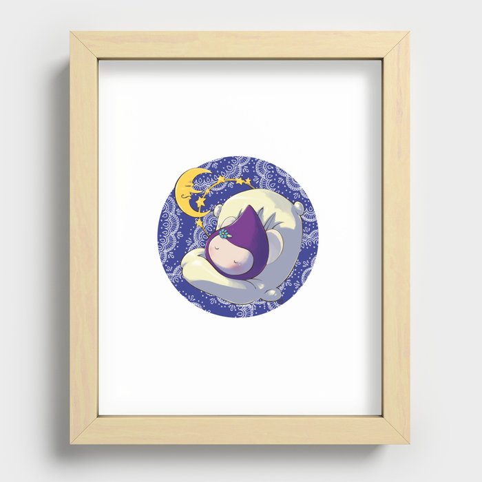 Sleeping Poppette and the Moon Recessed Framed Print
