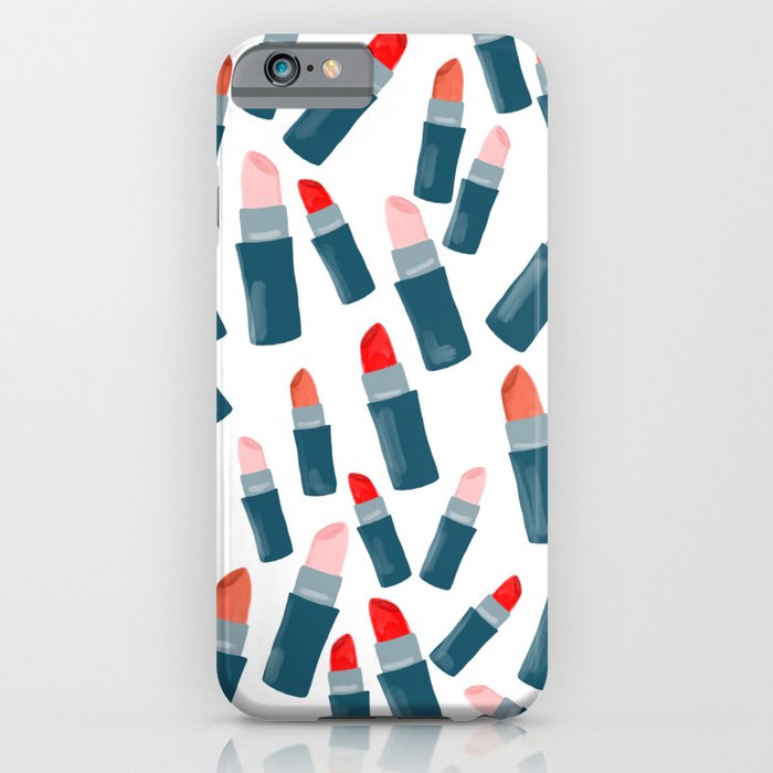 Pretty lipsticks in red, pink and blue iPhone Case