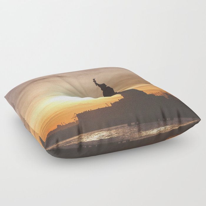Lady at Sunset Floor Pillow