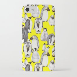 Bright yellow joyful penguins family iPhone Case