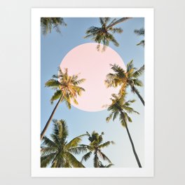 12_Palm trees pink sun Art Print