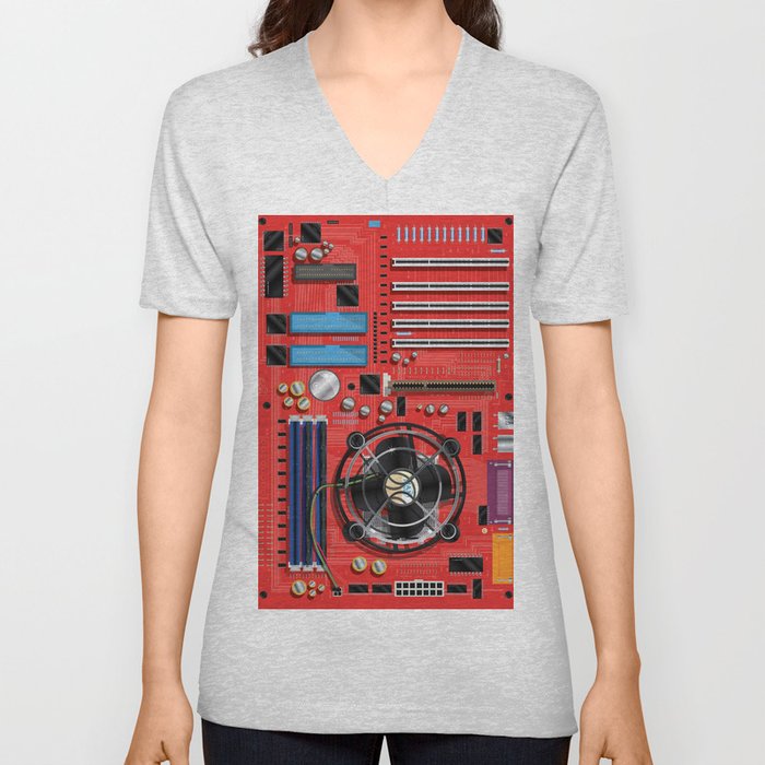 Computer Motherboard Electronics. V Neck T Shirt