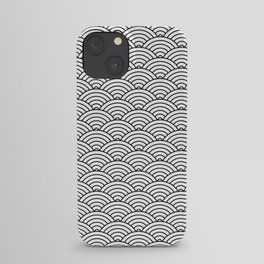 Japanese Waves Pattern White On Black iPhone Case