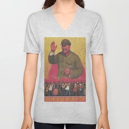 Vintage poster - Mao Zedong Unisex V-Neck