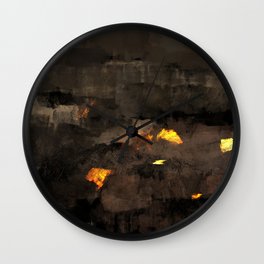 Abstract landscape nature texture lava fire geology digital illustration Wall Clock