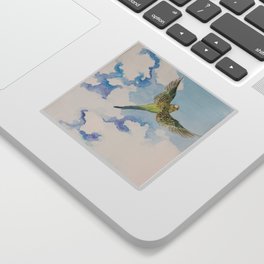 A Parakeet Soars Through The Clouds Sticker