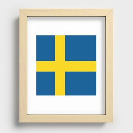 Sweden Flag Print Swedish Country Pride Patriotic Pattern Recessed Framed Print