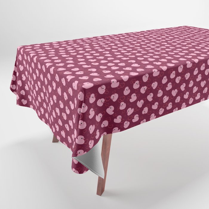 Pink toy duck with hearts Tablecloth