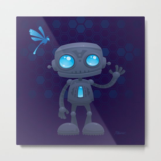 Waving Robot Metal Print