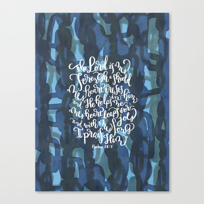 The Lord Is My Strength - Psalms 28:7 - retro abstract pattern Canvas Print