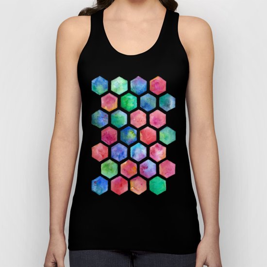 Hand Painted Watercolor Honeycomb Pattern Unisex Tank Top
