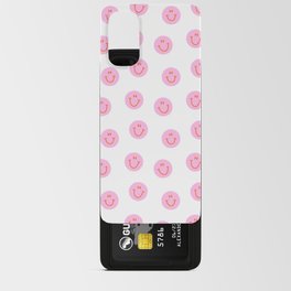 Funny happy face colorful pink cartoon seamless pattern Android Card Case