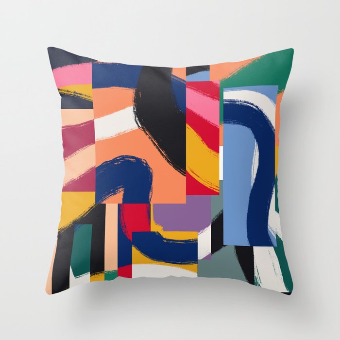 Rainbow abstract ribbon pattern Throw Pillow