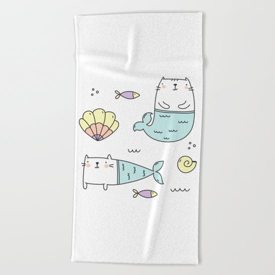 Ocean Merkitties Beach Towel