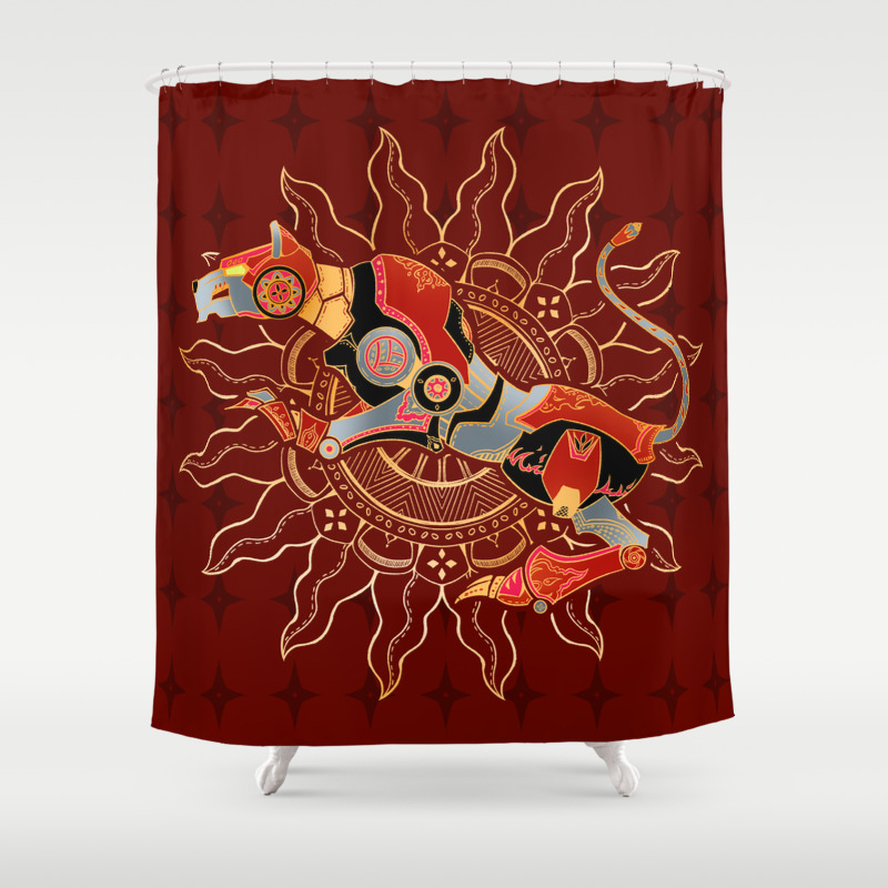 Red Lion Batik Shower Curtain By Bloomejasmine Society6