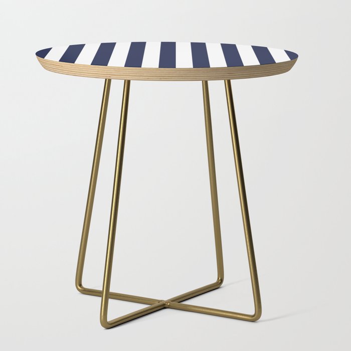 Maritime pattern- darkblue stripes on clear white - vertical Side Table