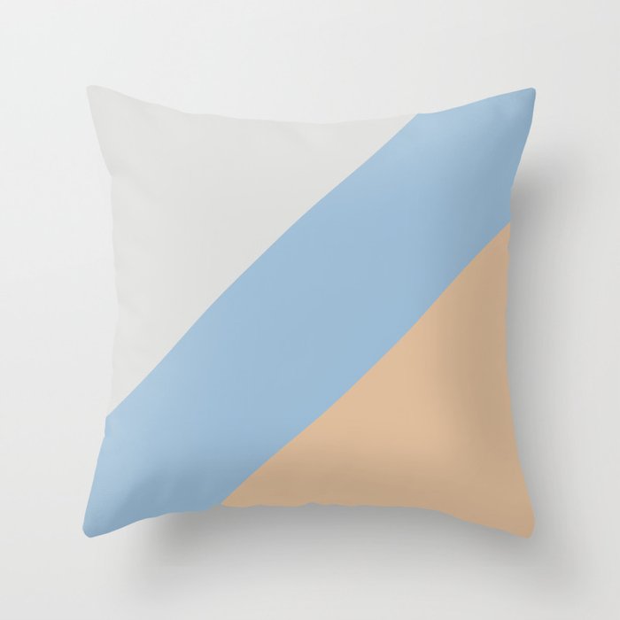 Pastel Blue Grey Peach Diagonal Stripe Pattern 2021 Color of the Year Earth's Harmony and Accent Hue Throw Pillow