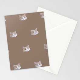 omochi cat monogram illustration version brown Stationery Cards