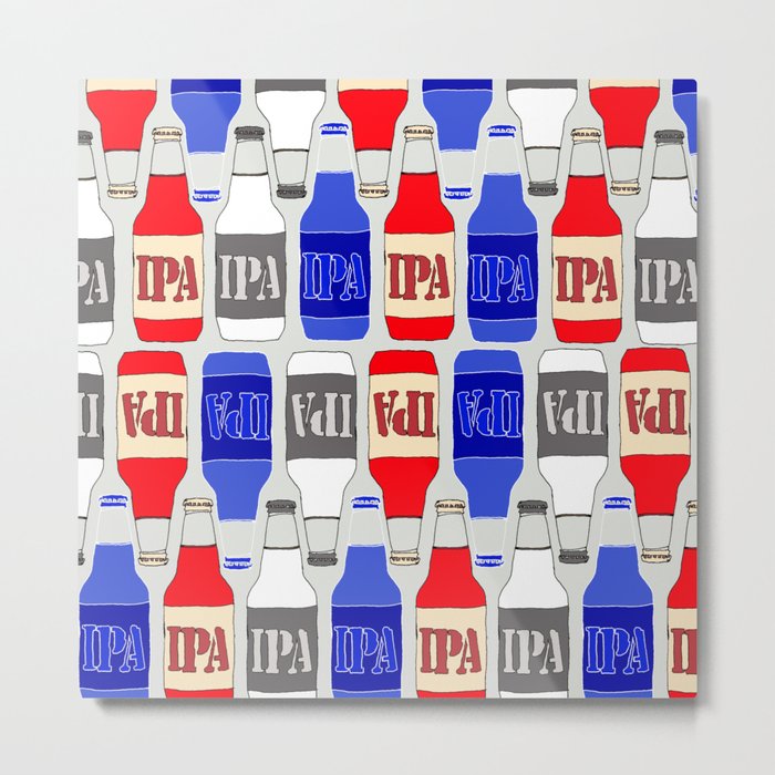 red white and blue IPA beer pattern Metal Print