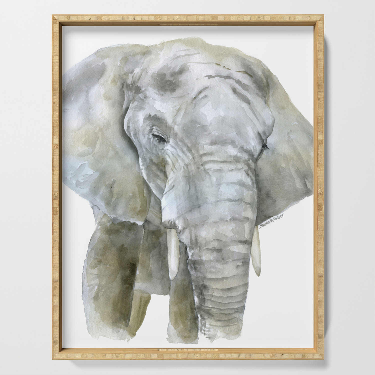 Elephant Watercolor Painting African Animal Serving Tray By Susanwindsor Society6