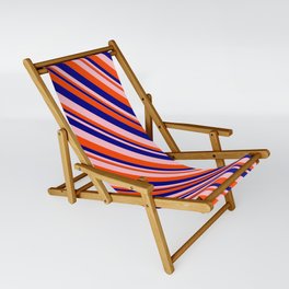 [ Thumbnail: Blue, Pink, and Red Colored Lines/Stripes Pattern Sling Chair ]