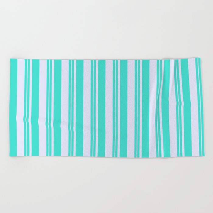 Turquoise and Lavender Colored Stripes/Lines Pattern Beach Towel
